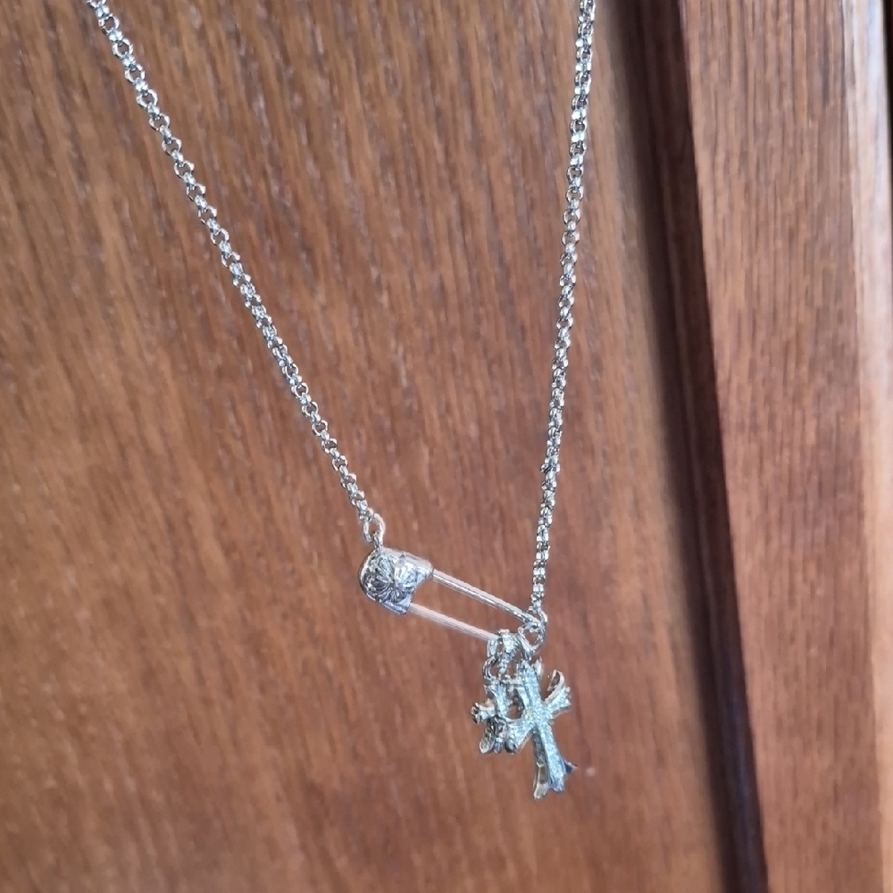 2 Silver Cross Pendant Necklaces In Gift Box